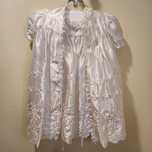 White Baby's Baptism Christening Dress 0-6 months 3 pieces - Picture 13 of 14